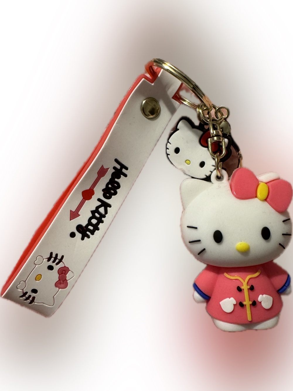 Pink Bow Hello Kitty Pink Dress Keychain Wristlet